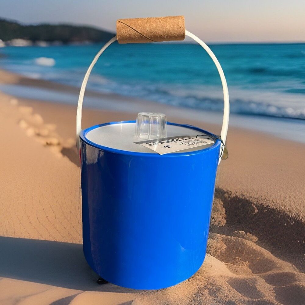 Mid Century Vintage Ice Bucket Blue Shelton Designs Towle NYC Lucite Handle USA